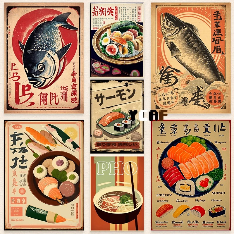 和風食品ポスター,キャンバスプリント,ヴィンテージ,魚,寿司 - Japanese Food Lifestyle のレビューと価格