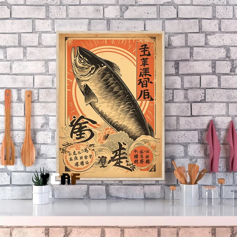 和風食品ポスター,キャンバスプリント,ヴィンテージ,魚,寿司 - Japanese Food Lifestyle のレビューと価格