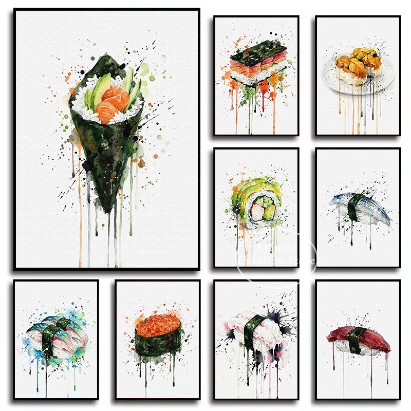 水彩画 日本料理 ウナギ寿司 にぎり 海藻サラダ グンカンマ - Japanese Food Lifestyle のレビューと価格